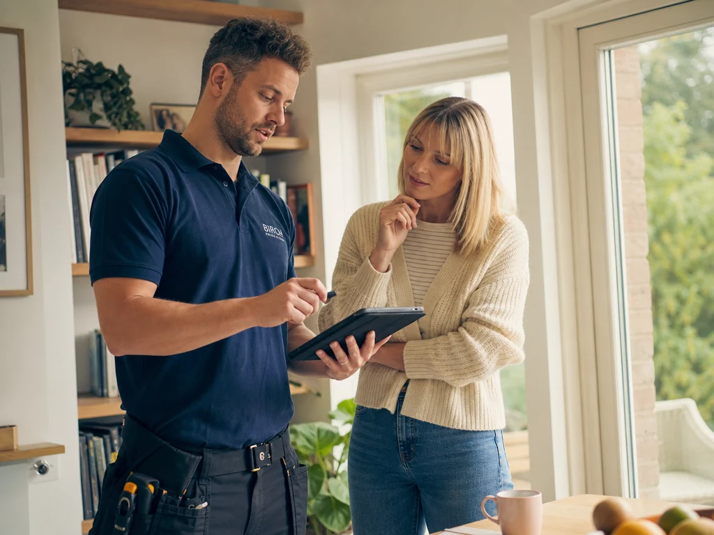 Tradesperson talking with a customer